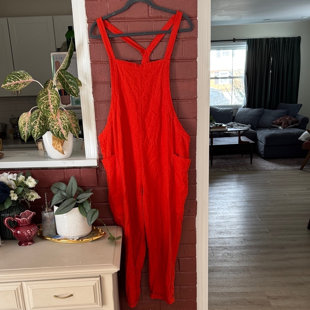 BDG Linen Blend Orange Jumpsuit